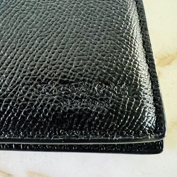 COACH Compact ID Cross Black Crossgrain Leather Bi-Fold Wallet - Picture 2 of 8